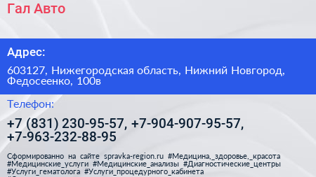 Гал Авто - визитка