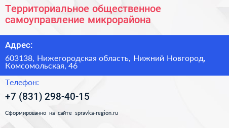 Территориальное общественное самоуправление микрорайона - визитка