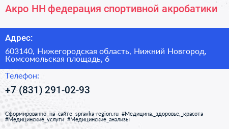 Акро НН федерация спортивной акробатики - визитка