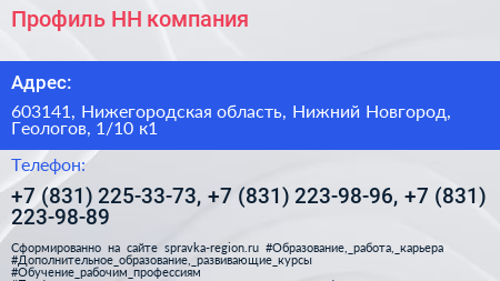 Профиль НН компания - визитка