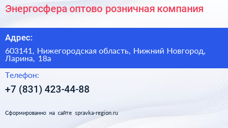 Энергосфера оптово розничная компания - визитка