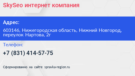 SkySeo интернет компания - визитка