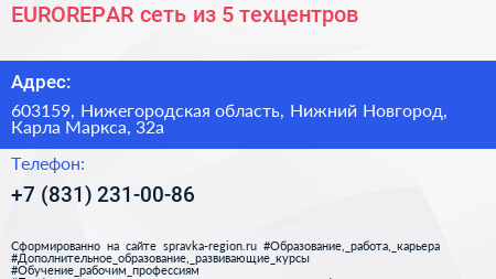 EUROREPAR сеть из 5 техцентров - визитка