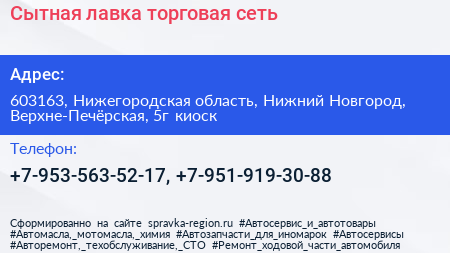 Сытная лавка торговая сеть - визитка