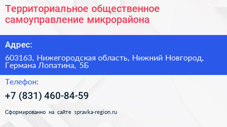 Территориальное общественное самоуправление микрорайона - визитка