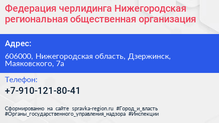 Федерация черлидинга Нижегородская региональная общественная организация - визитка