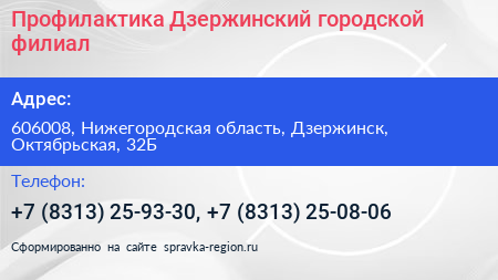 Профилактика Дзержинский городской филиал - визитка