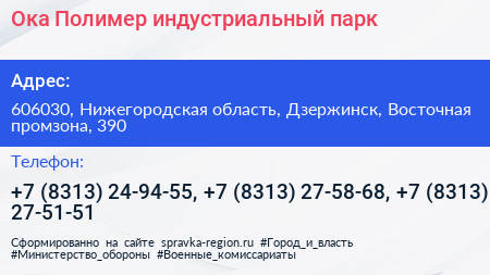 Ока Полимер индустриальный парк - визитка