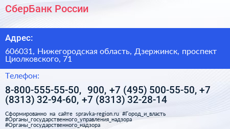 СберБанк России - визитка