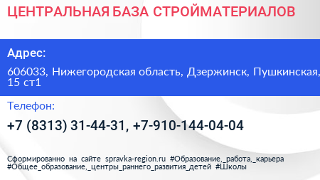 ЦЕНТРАЛЬНАЯ БАЗА СТРОЙМАТЕРИАЛОВ - визитка