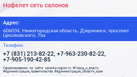 Нофелет сеть салонов - визитка