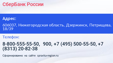 СберБанк России - визитка