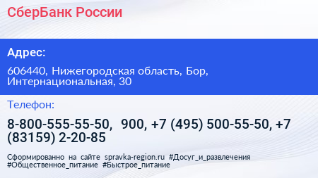 СберБанк России - визитка