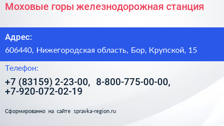 Моховые горы железнодорожная станция - визитка