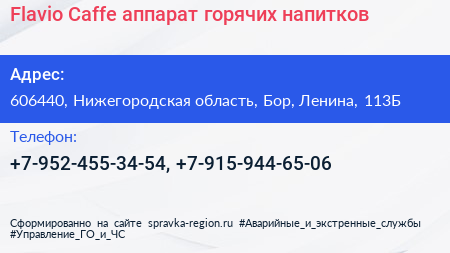 Flavio Caffe аппарат горячих напитков - визитка