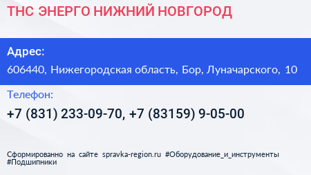 ТНС ЭНЕРГО НИЖНИЙ НОВГОРОД - визитка