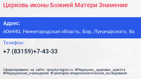 Церковь иконы Божией Матери Знамение - визитка