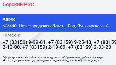 Борский РЭС - визитка