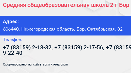 Средняя общеобразовательная школа 2 г Бор - визитка