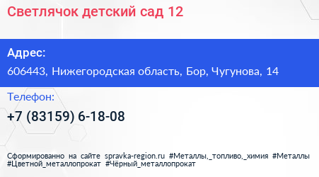 Светлячок детский сад 12 - визитка