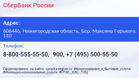 СберБанк России - визитка