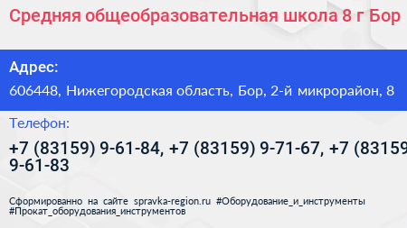 Средняя общеобразовательная школа 8 г Бор - визитка