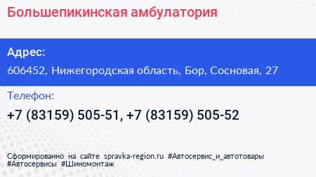 Большепикинская амбулатория - визитка