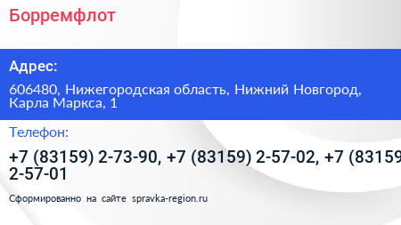 Борремфлот - визитка