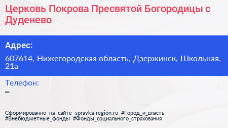 Церковь Покрова Пресвятой Богородицы с Дуденево - визитка