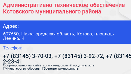 Административно техническое обеспечение Кстовского муниципального района - визитка