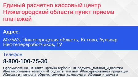 Нажмите, чтобы скачать визитку Единый расчетно кассовый центр Нижегородской области пункт приема платежей - визитка