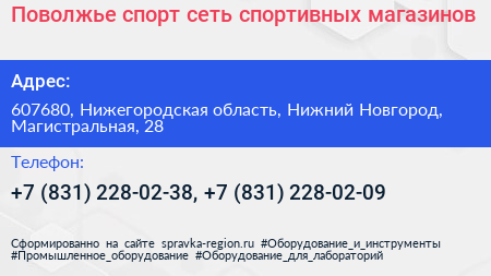 Поволжье спорт сеть спортивных магазинов - визитка