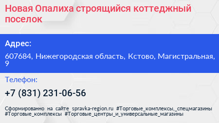 Новая Опалиха строящийся коттеджный поселок - визитка