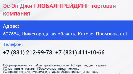 Эс Эн Джи ГЛОБАЛ ТРЕЙДИНГ торговая компания - визитка