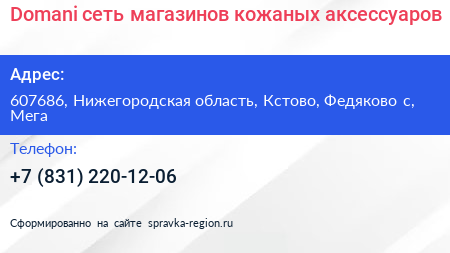 Domani сеть магазинов кожаных аксессуаров - визитка