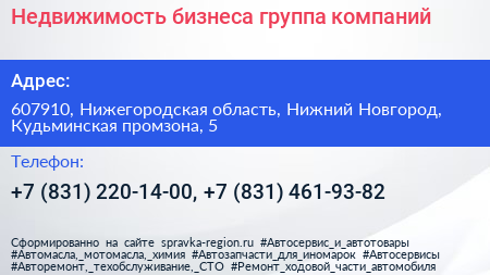 Недвижимость бизнеса группа компаний - визитка