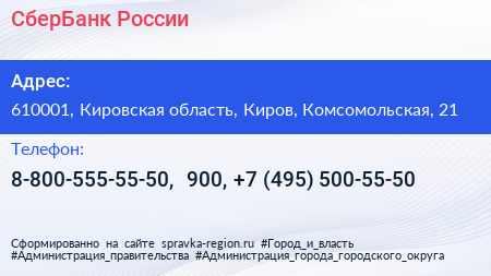 СберБанк России - визитка