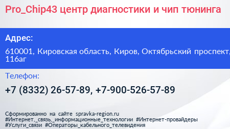 Pro_Chip43 центр диагностики и чип тюнинга - визитка
