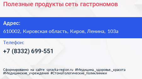 Полезные продукты сеть гастрономов - визитка