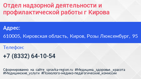 Отдел надзорной деятельности и профилактической работы г Кирова - визитка