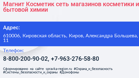 Магнит Косметик сеть магазинов косметики и бытовой химии - визитка