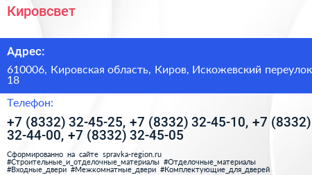 Кировсвет - визитка