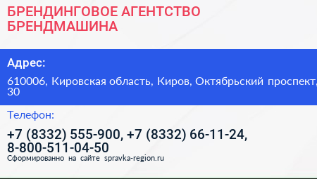 БРЕНДИНГОВОЕ АГЕНТСТВО БРЕНДМАШИНА - визитка