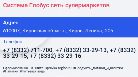 Система Глобус сеть супермаркетов - визитка
