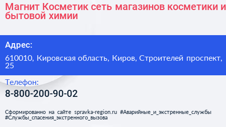 Магнит Косметик сеть магазинов косметики и бытовой химии - визитка