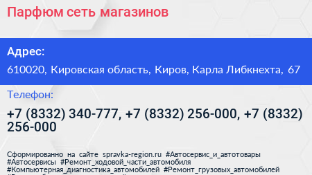 Парфюм сеть магазинов - визитка