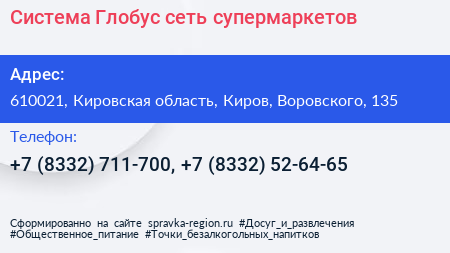 Система Глобус сеть супермаркетов - визитка