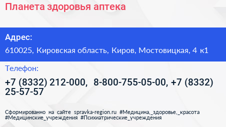Планета здоровья аптека - визитка