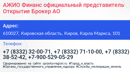 АЖИО Финанс официальный представитель Открытие Брокер АО - визитка