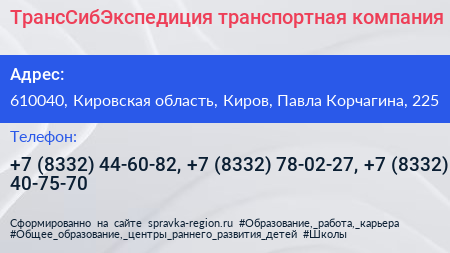 ТрансСибЭкспедиция транспортная компания - визитка